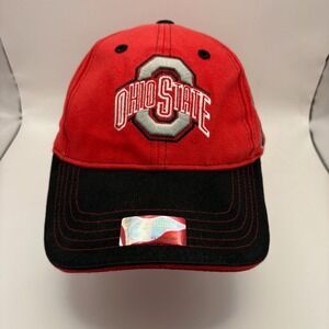 Ohio State Buckeyes Red Black Embroidered Logo Baseball Cap Hat Adjustable